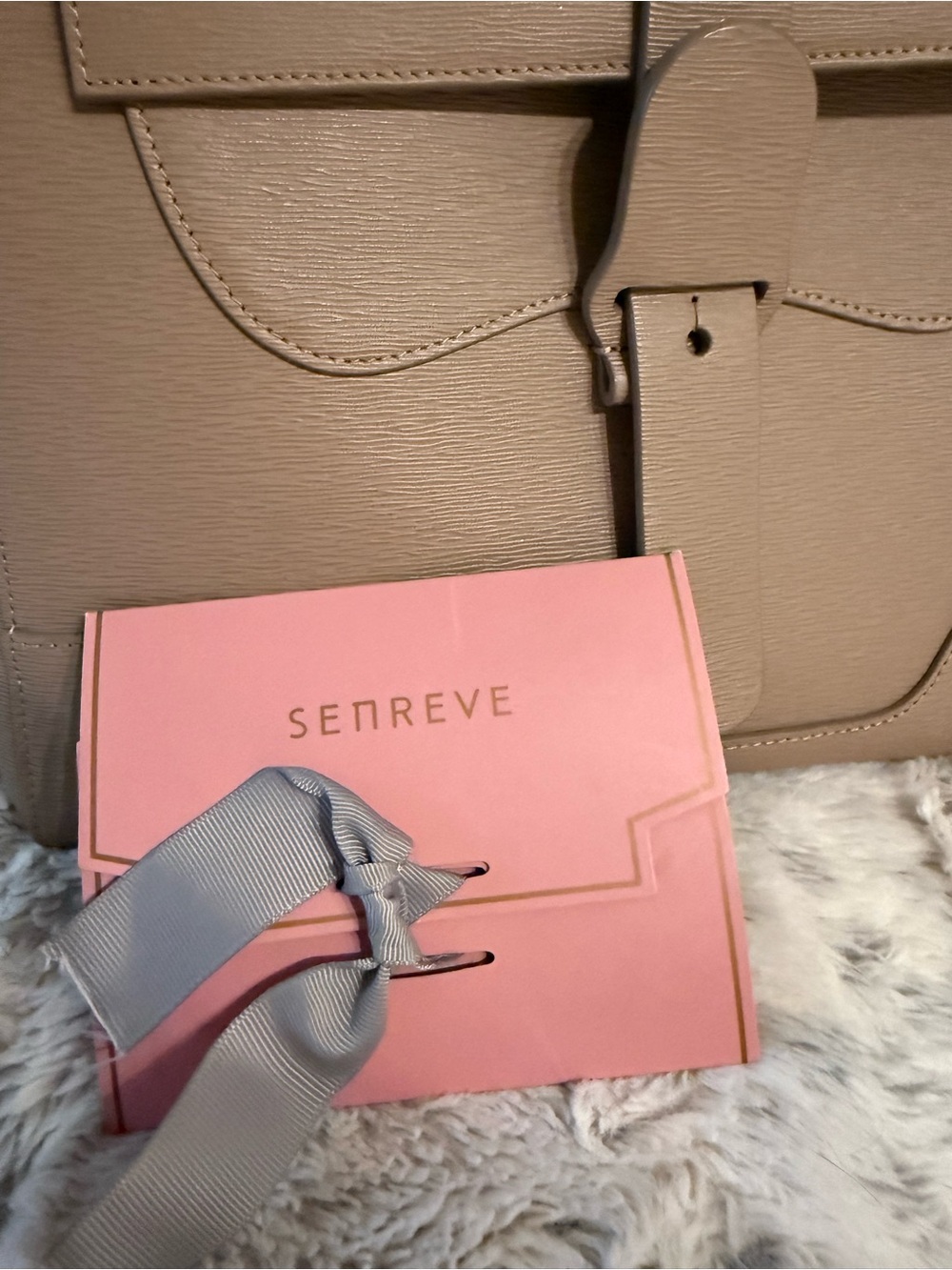 Senreve Maestra Mimosa Latte Gold Taupe Structured Leather Work School Bag - Picture 13 of 16